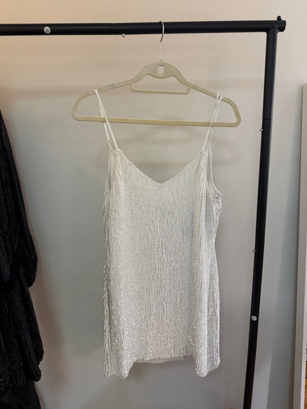 Retrofete Ivory Beaded Spaghetti-Strap Mini Dress - Picture 4 of 7